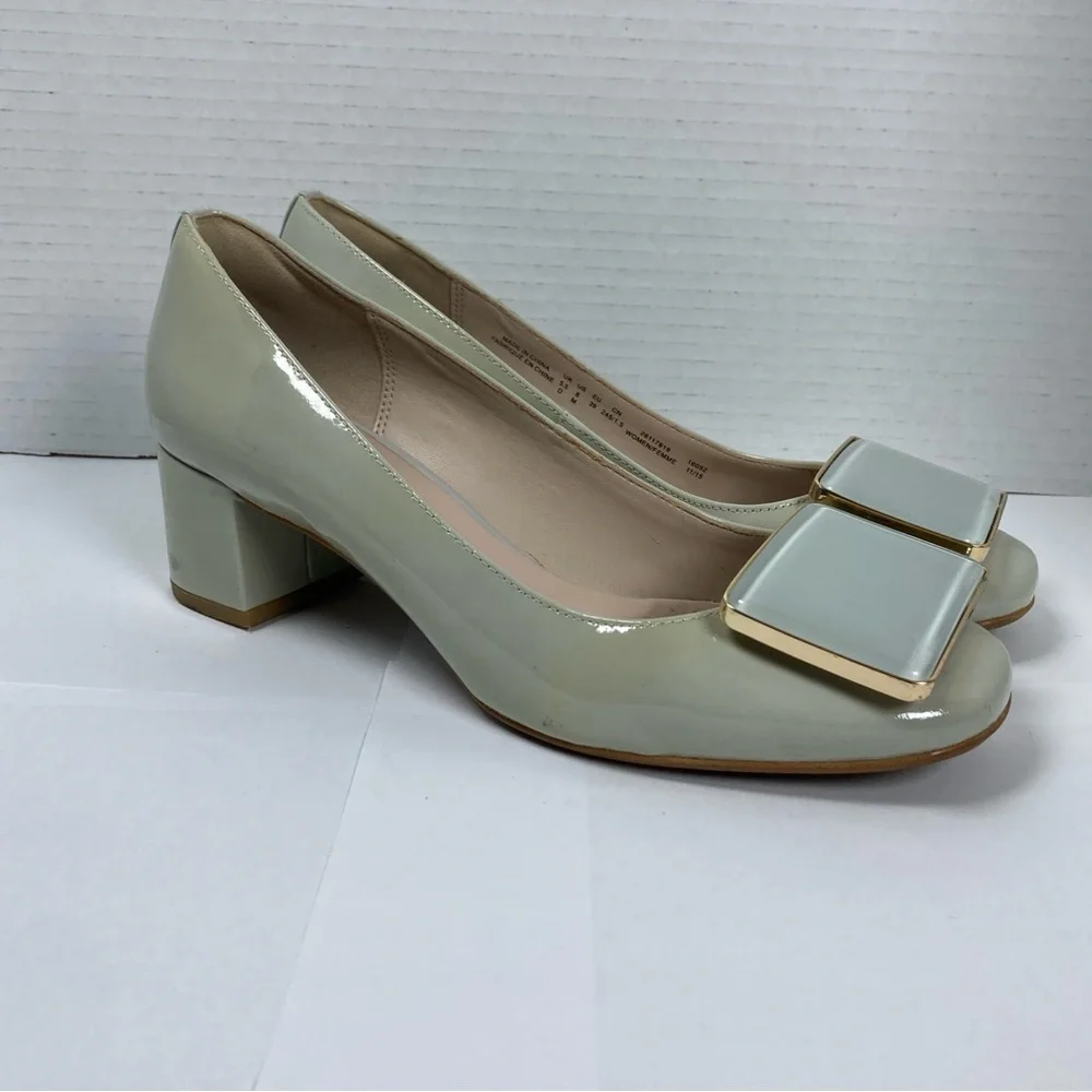 Clark’s Narrative Women’s Shoes 8M Olive Green square patent leather buckle. - Picture 3 of 11